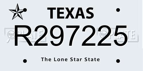 R297225 Texas License Plate