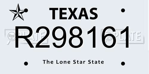 R298161 Texas License Plate