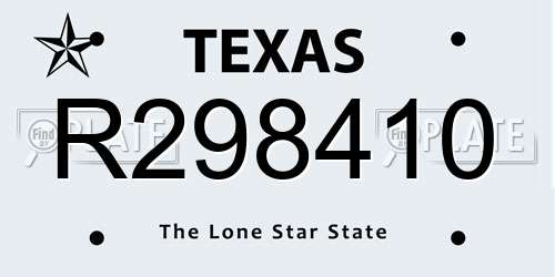 R298410 Texas License Plate