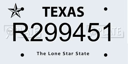R299451 Texas License Plate