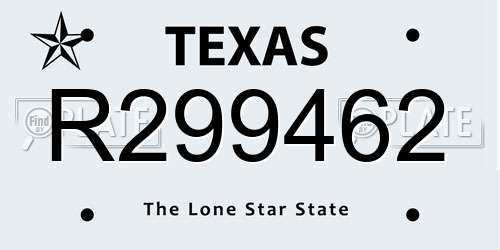 R299462 Texas License Plate