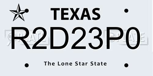 R2D23P0 Texas License Plate