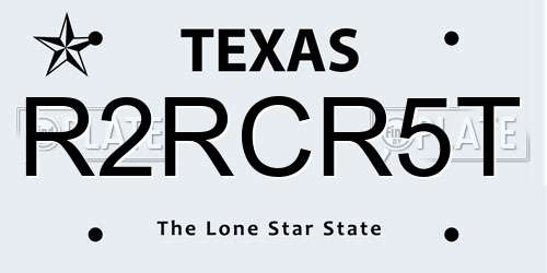 R2RCR5T Texas License Plate