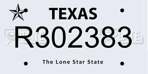 R302383 Texas License Plate