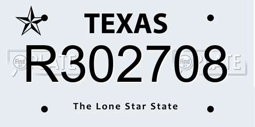 R302708 Texas License Plate
