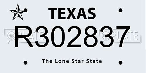 R302837 Texas License Plate