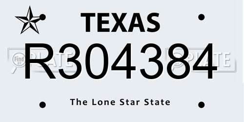 R304384 Texas License Plate