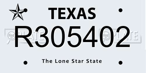 R305402 Texas License Plate