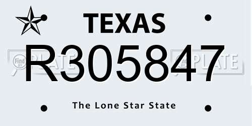 R305847 Texas License Plate