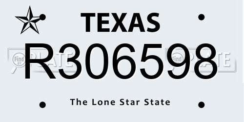 R306598 Texas License Plate