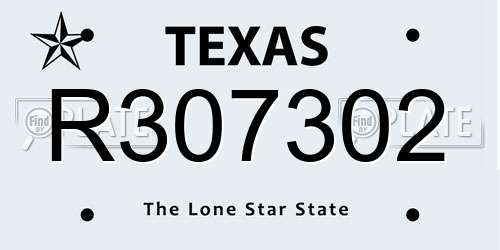R307302 Texas License Plate