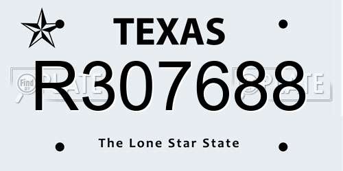 R307688 Texas License Plate