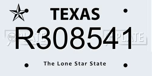 R308541 Texas License Plate