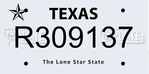 R309137 Texas License Plate