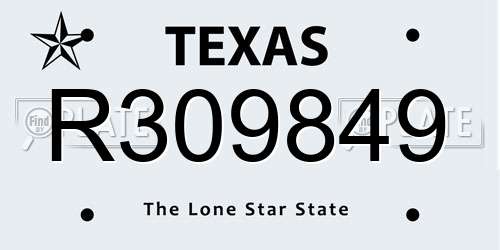 R309849 Texas License Plate