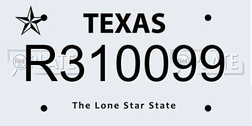 R310099 Texas License Plate