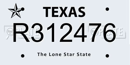 R312476 Texas License Plate