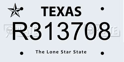R313708 Texas License Plate