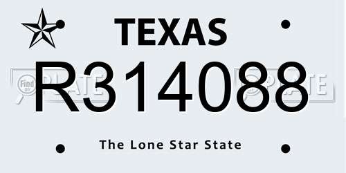 R314088 Texas License Plate