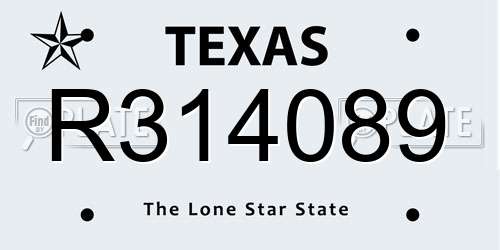 R314089 Texas License Plate