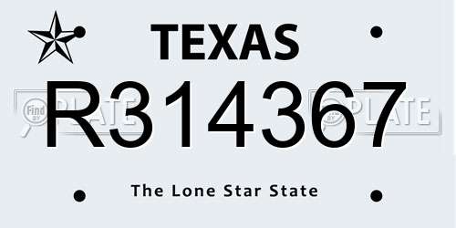 R314367 Texas License Plate