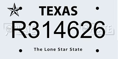 R314626 Texas License Plate