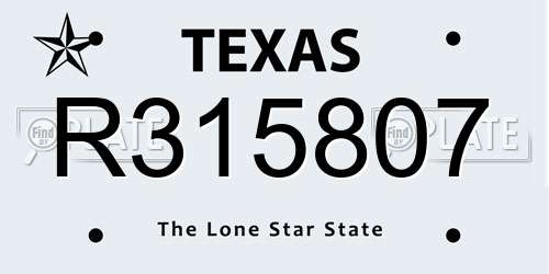 R315807 Texas License Plate