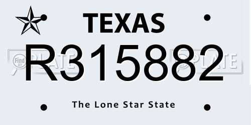 R315882 Texas License Plate