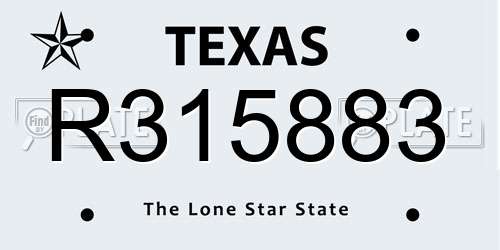 R315883 Texas License Plate