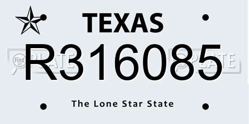 R316085 Texas License Plate