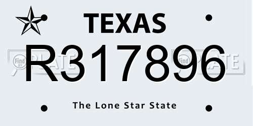 R317896 Texas License Plate
