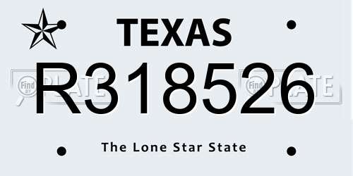 R318526 Texas License Plate