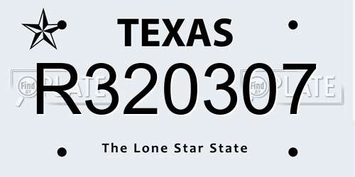 R320307 Texas License Plate