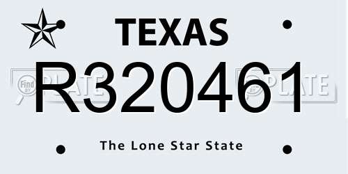R320461 Texas License Plate