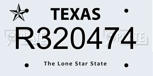 R320474 Texas License Plate