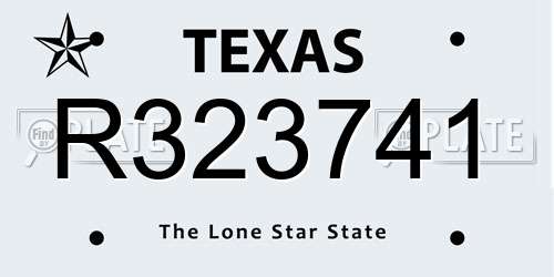 R323741 Texas License Plate