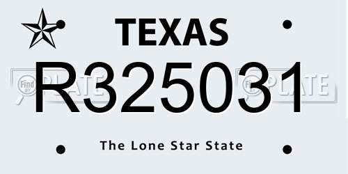 R325031 Texas License Plate