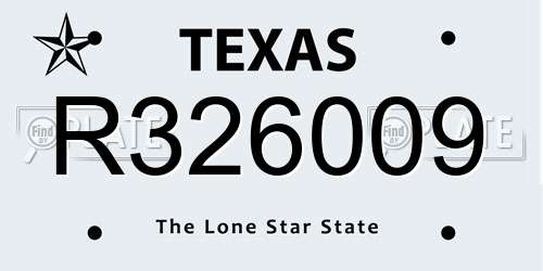 R326009 Texas License Plate