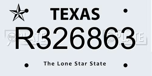 R326863 Texas License Plate