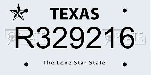 R329216 Texas License Plate