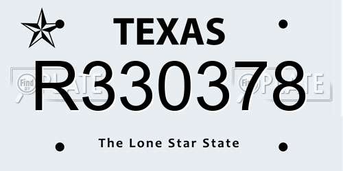 R330378 Texas License Plate