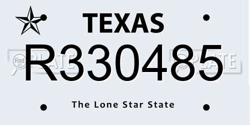R330485 Texas License Plate