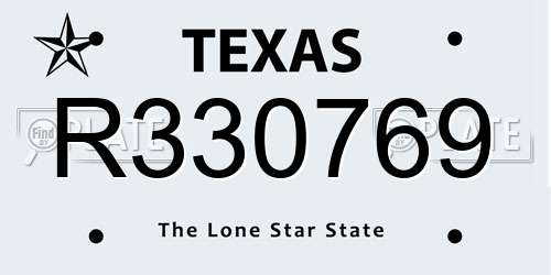 R330769 Texas License Plate