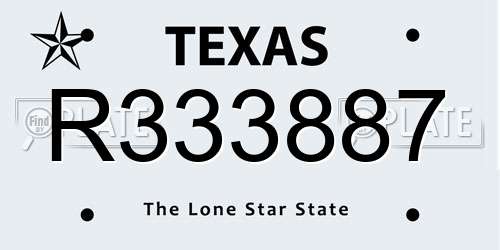 R333887 Texas License Plate