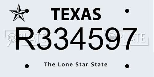 R334597 Texas License Plate