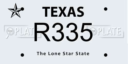 R335 Texas License Plate