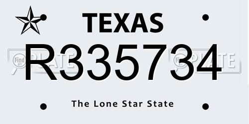 R335734 Texas License Plate