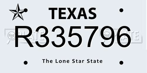 R335796 Texas License Plate