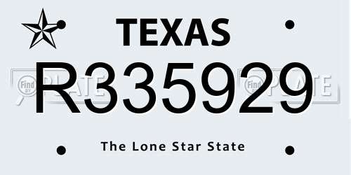 R335929 Texas License Plate