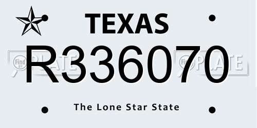 R336070 Texas License Plate
